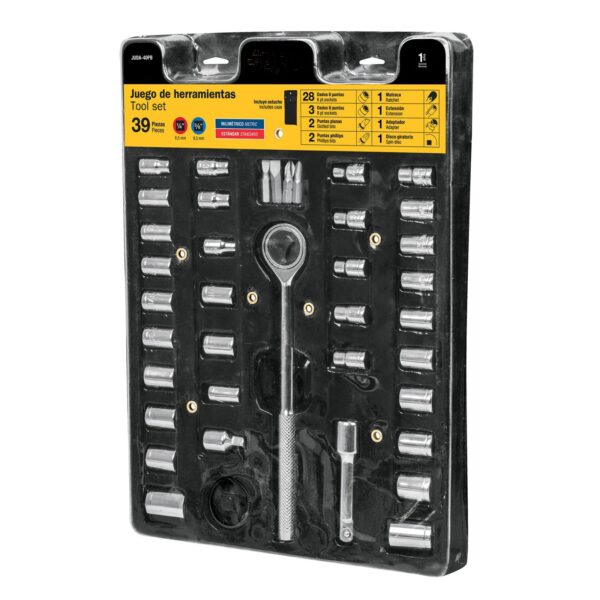 MT-23973 JUEGO DE 39 HERRAMIENTAS 14 Y 38