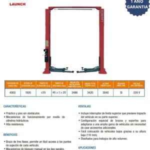 ELEVADOR 2 COLUMNAS LAUNCH PARAL ALTO